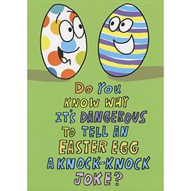 Sellers Publishing RSVP Two Colorful Easter Eggs on Green: Knock Knock Joke Funny Juvenile Kids Easter Card for Boy or Girl