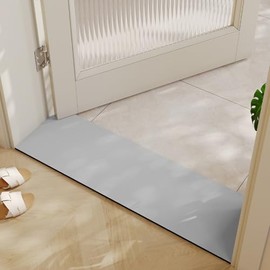 Tapete de baño cortable, ultra estrecho para puerta de entrada larga, tapete de piedra umbral que absorbe el agua para baño (gris claro, 31 x 12 pulgadas)