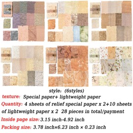 168 Sheets Scrapbook Paper Scrapbook Accessories, Relief Vintage Paper Decoupage Paper Embossed Textured Scrapbooking Paper Decorative Paper Collage Paper Journaling Accessories Bullet Journal
