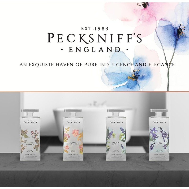 Pecksniff's Peony & Sweet William Bath Soak Decanter | 500ml/16.9