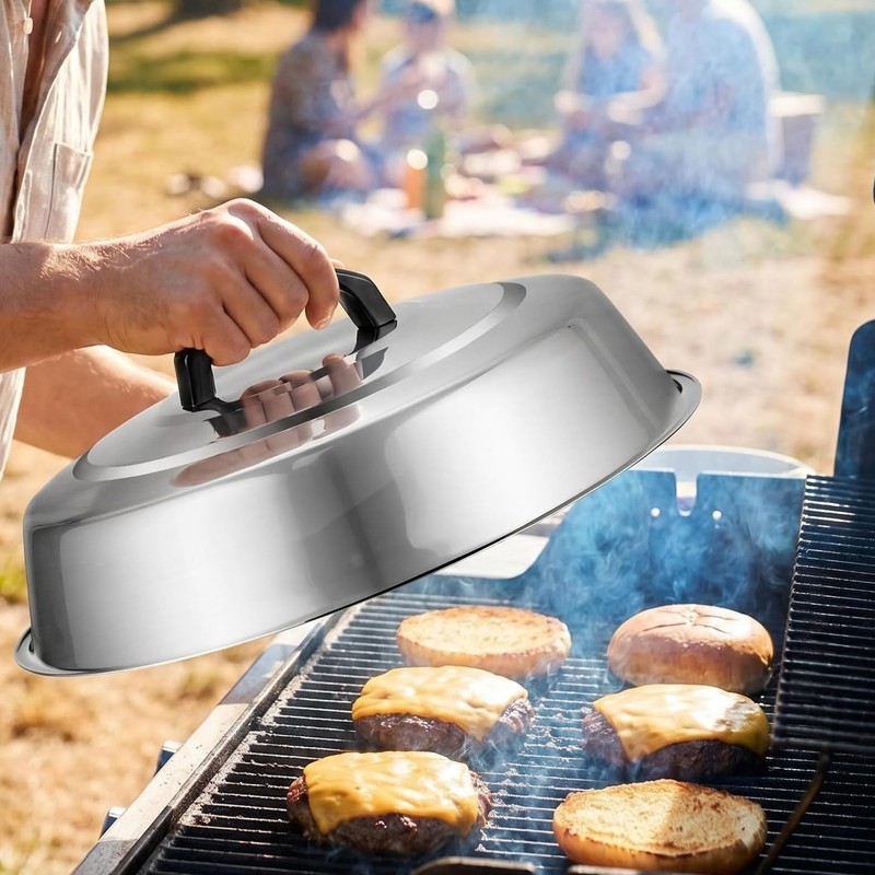 2 Pack Stainless Steel Basting Cover, 12.2 Inch Grill Dome