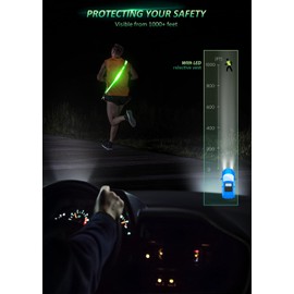 Ylzzrs LED Reflective Belt Sash Walking Gear,Safety Lights for Walkers at Night,High Visibility Safety Rechargeable Reflective Running Gear for Men Women Kids Night Dog Walking Gear (Green)