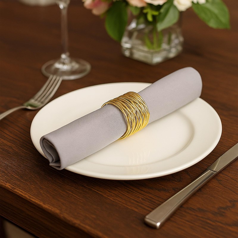 6 PCS Gold Metal Napkin Rings - Elegant Twisted Wire