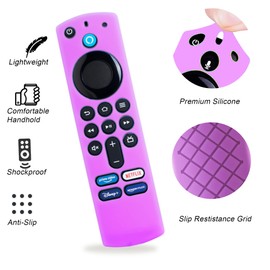 GMXT Firestick Remote Cover Glow in The Dark - TV Stick 4k Remote Cover 3rd Gen, Firestick Remote Case Anti Slip Silicone Sleeve (Purple 1pcs)
