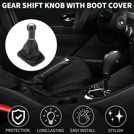 TUCKBOLD 5 Speed Manual Gear Shift Knob with Cover for Volkswagen Golf IV No.1J0711113C | Gearbox Stick Shifter Lever Knob Black Red Plastic Faux Leather 1 Pcs