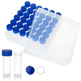 Zicojia 36Pcs 5Ml Tubes Plastic Vials with Screw Caps Small Sample Tubes Test Tubes with Storage Box for Lab Supplies Easy Install