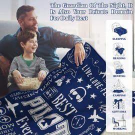 RHONGE Pilot Giftsr Men, Aviation Gifts for Pilots, Pilot Giftsfor Boys, Airplane Gift for Pilots, Airplane Throw Blankets for Adults 60" x 50"