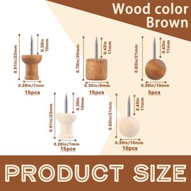 60 Pcs Wood Push Pins Decorative Thumb Tacks with 200Pcs Push Pins Decorative Flat Push Pins for Bulletin Boards Craft Projects with Storage Box