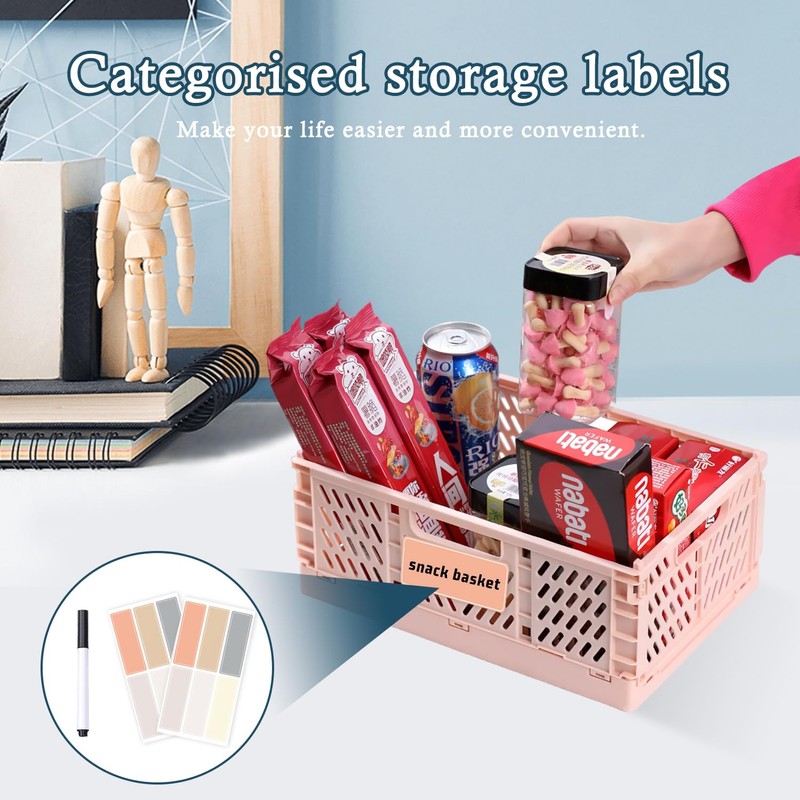 Lucywey Pack of 6 Folding Boxes, Plastic Folding Baskets, 15