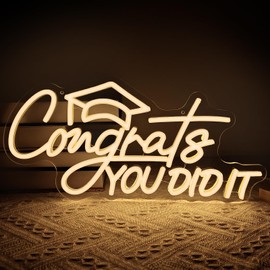 Taaneyo Congrats You Did It Noen Sign,Adjustable Congrats Grad LED Light Signs for Wall Prom Party Decor,Class of 2025 Celebrations Graduation Dorm Background Gift(Warm White)