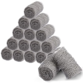 Bulk Steel Wool Roll Kit, Steel Wool 0000 15pcs, Gap Blocker, 0000 Steel Wool Keep Mice Away from Holes/Siding/Pipeline/Vents in Garden, House, 15 Pack × 1.6FT