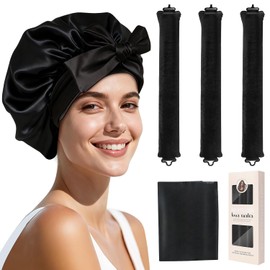 Tubos para Cabello Sin Calor: Gorro de Seda para Dormir + 3 Piezas Heatless Curls con Tubo