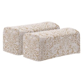 sourcing map 2Pcs Stretch Armrest Covers, Polyester Jacquard Soft Couch Arm Slipcovers Anti-Slip Furniture Protector for Chairs Couch Sofa Recliner, Apricot