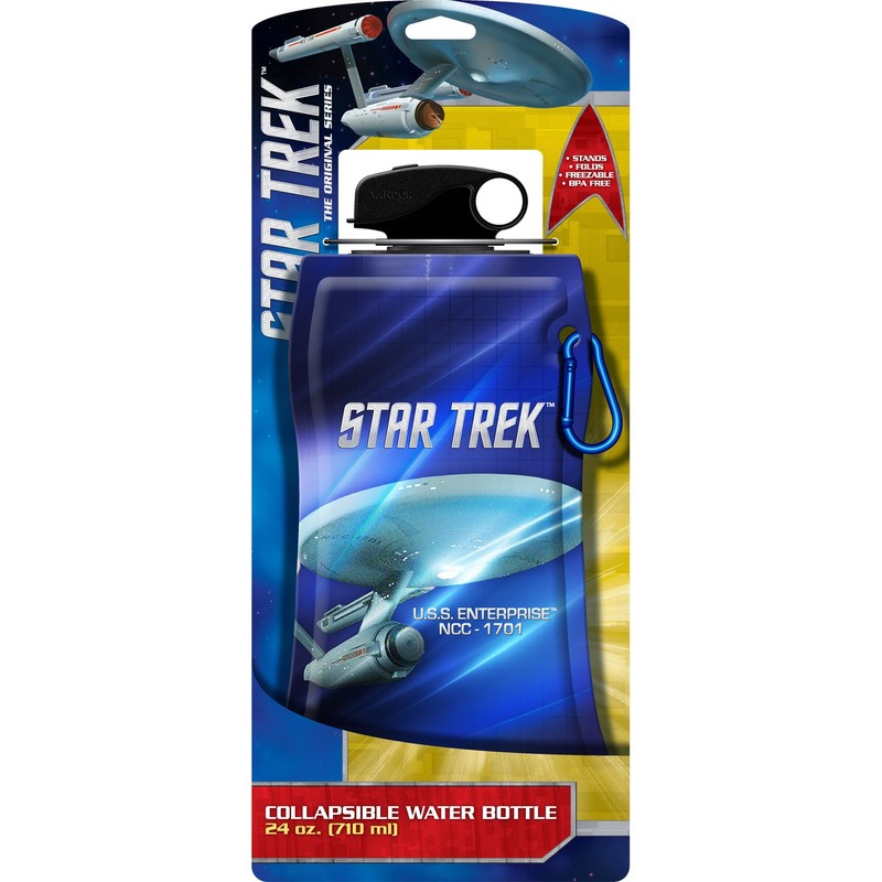 Vandor 80210 Star Trek 24 oz Collapsible Water Bottle, Blue
