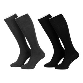 Piarini 4 Pairs of Men's Long Business Knee Socks - Cotton Stockings without Elastic Waistband Cotton - Men's Socks, 2 pairs black - 2 pairs anth
