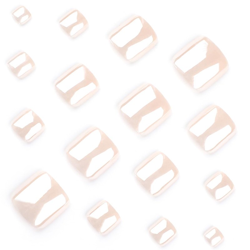 Chrome Press on Toenails‌ Short Square Fake Toe Nails with