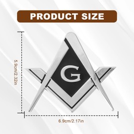 2 emblemas masónicos de coche de 2.75 pulgadas, brújula de auto camión de metal, cuadrado Mason para regalo de motocicleta, accesorios de decoración de automóvil