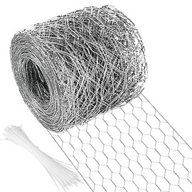 Chicken Wire 4 in x 590.5 in Poultry Wire Netting Hexagonal Galvanized Mesh Garden Fence Barrier for Pet Rabbit Chicken Fencing with 100 Pcs Cable Zip Ties