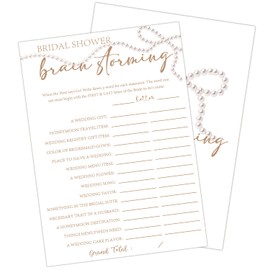 Lesixur Bridal Shower Games 30 Guests - Brainstorming Games - Pearl Couples Engagement Party Bridal Party Wedding Shower Game (5 * 7 Inches Card)- 09