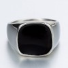 JUDE Stainless SStainless Steel Black Enamel Classical Plain Signet Ring