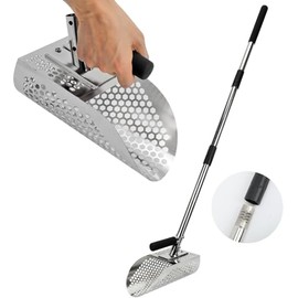 Sandlöffel Set mit Breitem Edelstahlmessgerät, Langer Stahlgriff, für Unterwasserschatzsuche