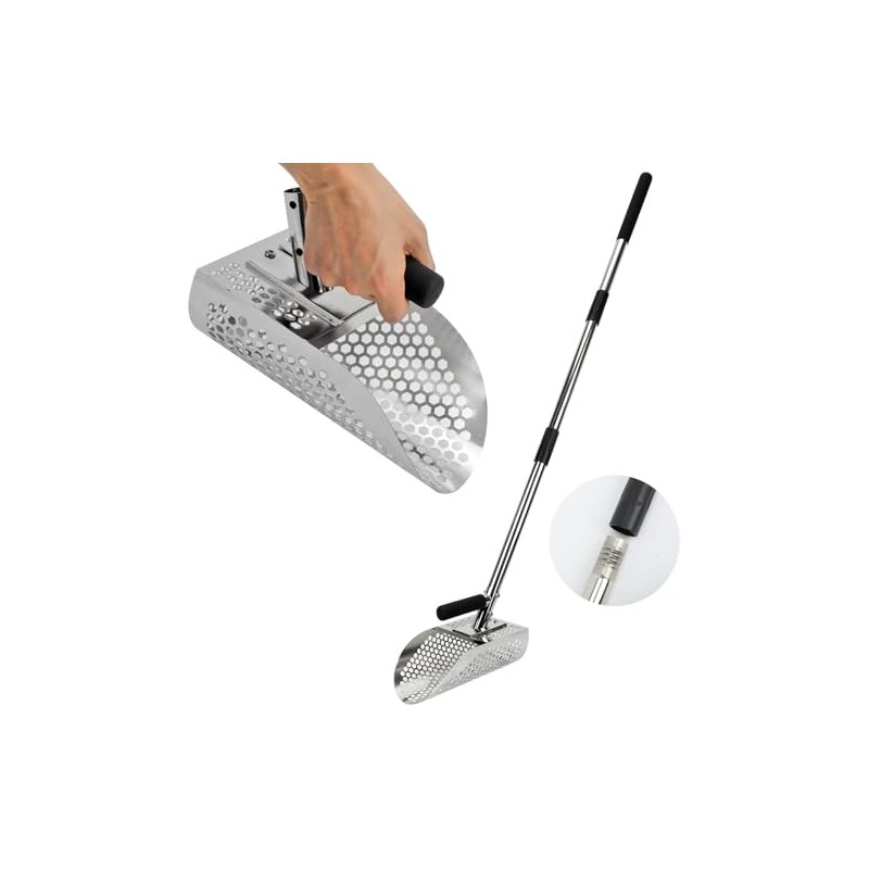 Sandlöffel Set mit Breitem Edelstahlmessgerät, Langer Stahlgriff, für Unterwasserschatzsuche
