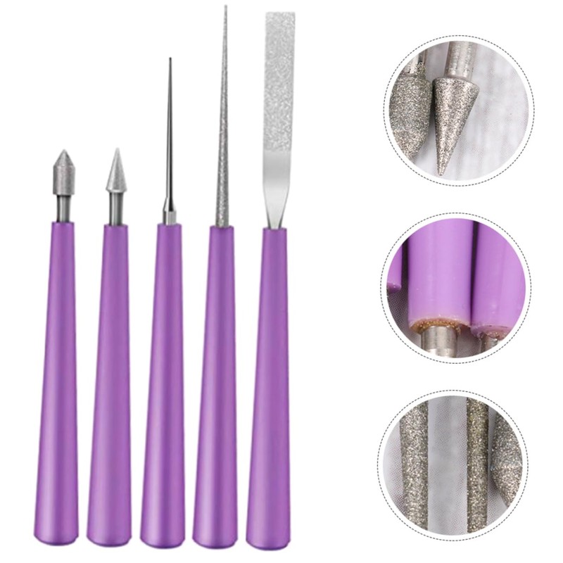 LALAFINA 5pcs Beading Tools Set Diamond File Bead Reamer Kit