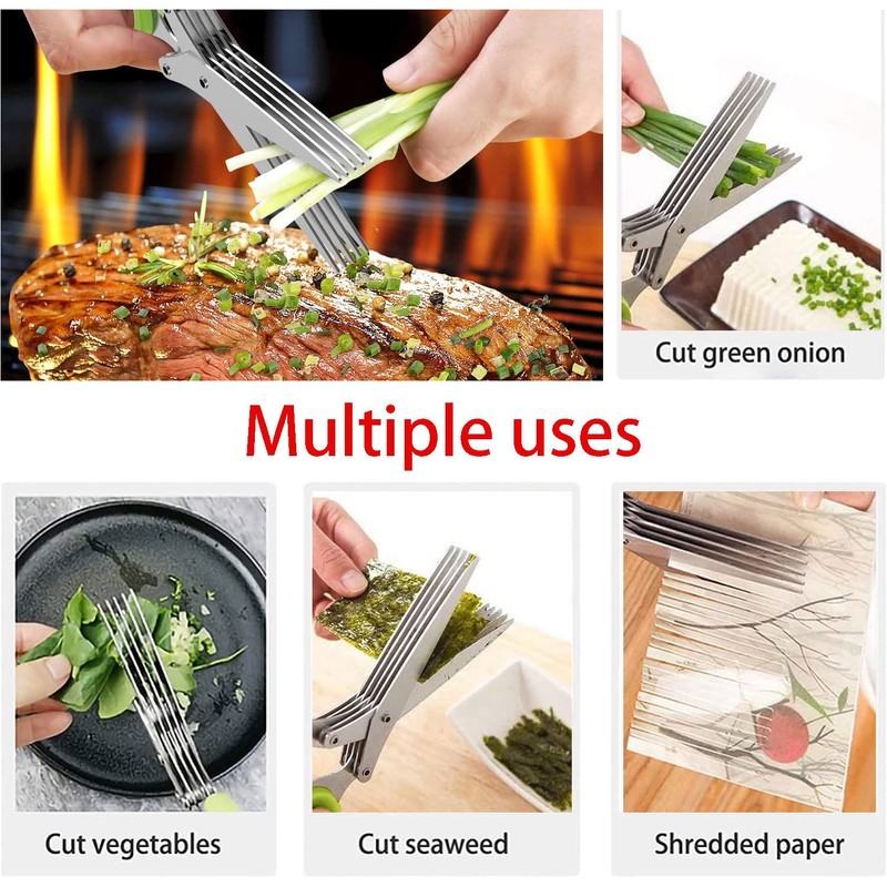 DRERIO Herb Scissors Multipurpose 5 Blade Scissors Kitchen Chopping Scissors