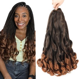 7 Packs French Curl Braiding Hair - 18 Inch Curly Braiding Hair 1B/30 French Curls Braiding Hair Extensions for Black Women (18 Inch(7Packs), 1B/30)