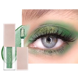 Diamond Shimmer Eyeshadow, Quick-Dry & Long Lasting Liquid Eye Shadow with Applicator, Highly Pigmented Liquid Eyeliner Pen with Fine Sparkle for Eye Make Up (Diamond Green)