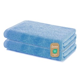 Lavea Bath Towels Set of 2, 60 x 120 cm, Soft and Absorbent 100% Cotton Towels, Dolphin Blue, Oeko-Tex 100 Certified, with Hanging Loops, Washable at 60 Degrees, Wellness Bath Towels