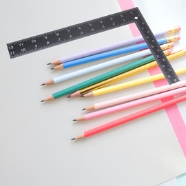 Metal Square Ruler Leathercraft Black Tempered Stainless Steel Measuring Square Ruler for DIY Leather Handmade Sewing Tools Measuring Supplies, Length 0-300mm/0-12inch Scale