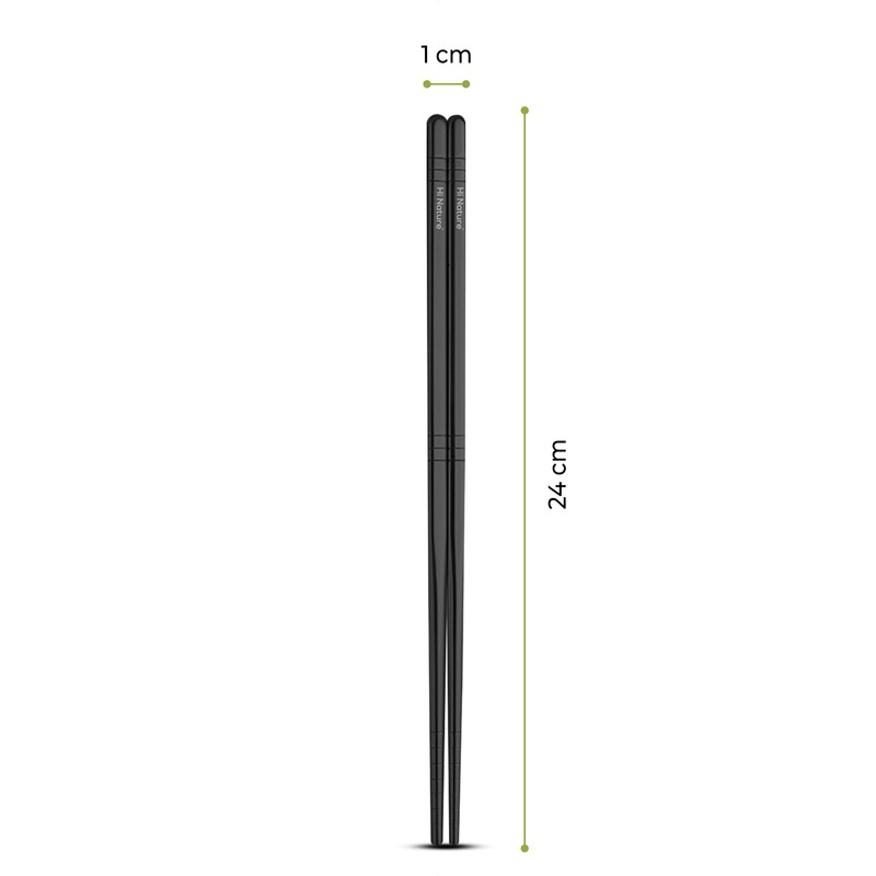 HI NATURE Chopsticks Set, Stainless Steel, Reusable, Non-Slip Metal Chopsticks,