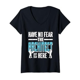 Womens Have No Fear The Architect is Here Retro Funny Present V-Neck T-Shirt