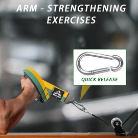 Arm Wrestling Training Handle for Cable Machines Ergonomic TPE Grip with Finger Grooves Stainless Steel Triangle Ring Premium Pulley Attachment for Biceps, Forearms and Wrist Workouts (Right Hand)