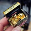 Miniature Treasure Chest Set with Gold Bars and Coins, Dollhouse