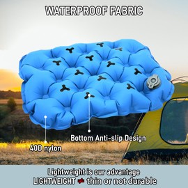BreezCamp Inflatable Seat Cushion, Lightweight Stadium Seat Pad, Camping Accessories Chair Pad for Airplane Travel, Hiking, Climbing, Home and Office,Blue
