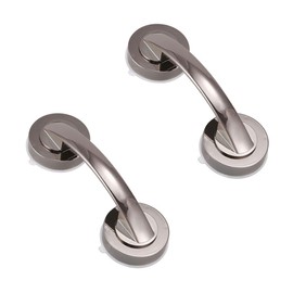 Pack of 2 Shower Handle, 194 mm x 65 mm, Non-Slip Bath Handle, No Drilling, for Bathroom, Shower, Toilet (Silver)