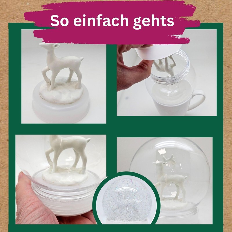 Craft Set DIY Snow Globe Plastic with 1 x Snow