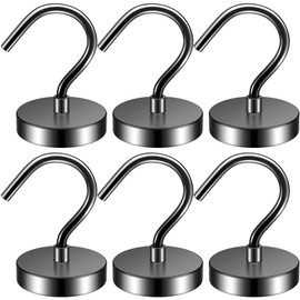 FINDMAG 6Pack Black Strong Magnetic Hooks, 60lbs+Heavy Duty Magnets with Hooks for Cruise Ship Walls,Magnetic Kooks Heavy Duty for Cruise Cabins,Hanging,Grill,Tool,Kitchen
