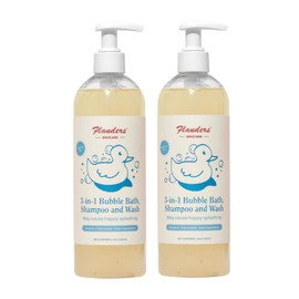 Flanders Bubble Bath - Shampoo & Wash 3-in-1, Pharmacist Developed, Plant Based, Unscented, Clean Ingredients, Calming & Fun for Sensitive Skin, All Ages (2 Pack of 15oz Bottles)