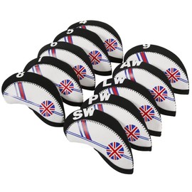 TOHMLAPE GOLF 10pcs White and Black UK Union Jack Flag Patterned Neoprene Golf Club Iron Head covers cover set Headcovers Protect Case With Large Number Tags