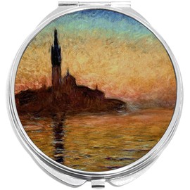 NewCharms Monet Dusk Venice Compact with Mirrors - Perfect Pocket and Purse Size Folding Mirror for Applying Make Up Anywhere