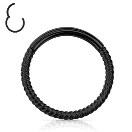 HENYQANN Conch Piercing Ring Septum Piercing Nose Ring Daith Helix Piercing Cartilage Earring Lip Eyebrow Belly Tragus Piercing Black Silver Gold Rose Gold Rainbow 16/18G 6/8/10/12 mm, Stainless Steel