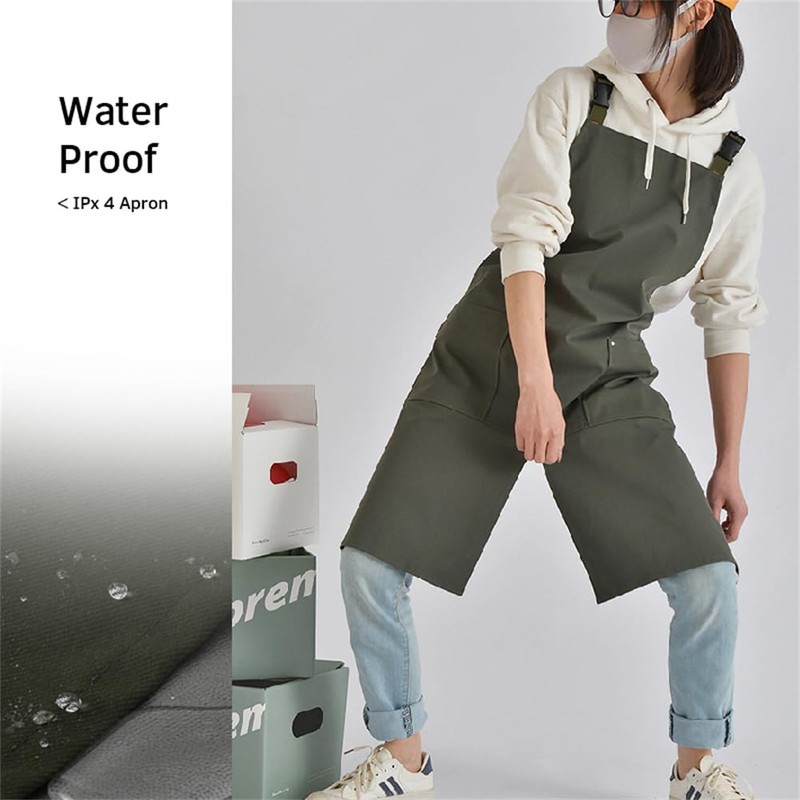 LeafIn WGZ Women's Long Length Apron with Pockets, H-Type, Buckle,
