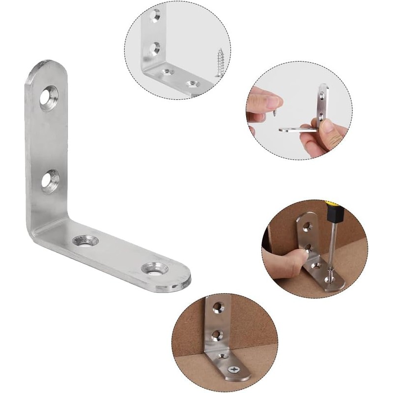 10 Piece L Shaped Brackets for Wood - Right Angle