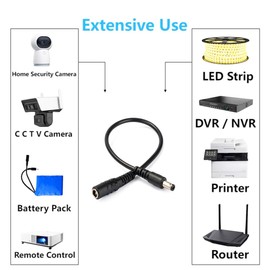 SHANFEILU DC Power Extension Cable 5.5mm x 2.1mm Male to 5.5mm x 2.1mm Female Connector 12V DC 5521 Male to Female 22AWG Adapter for Laptop Solar Camera Router LED Projector 30cm/11.81inch 2pcs