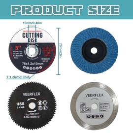 Cutting Discs, 76 mm, Combination of 4 Types of Sanding Discs for Grinding Metal, Stone and Cement, Suitable for a Wide Range of Requirements, Pack of 21