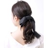VINGTAINE H7072-BK- Asymmetrical Long Satin Ribbon Hair Clip, Beak Clip,