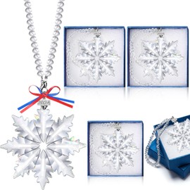 Roowest 4 Pack 2024 Christmas Crystal Snowflake Pendant Decoration Crystals Snow Ornaments 2024 Party Window Decor Christmas Decoration Wedding Hanging Ornament(Cute Style)